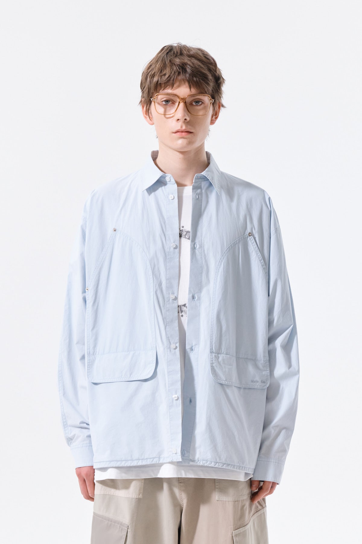 Matin Kim - Washed Cotton Drawstring Shirt (Sky) product image 13 | TRAB K-Fashion Australia