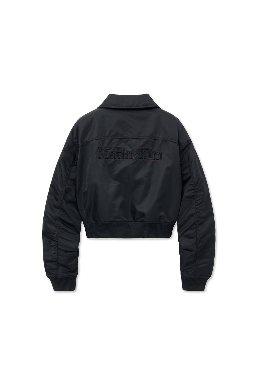 Matin Kim - Applique Logo Shirring Bomber Jumper (Black) product image 3 | TRAB K-Fashion Australia