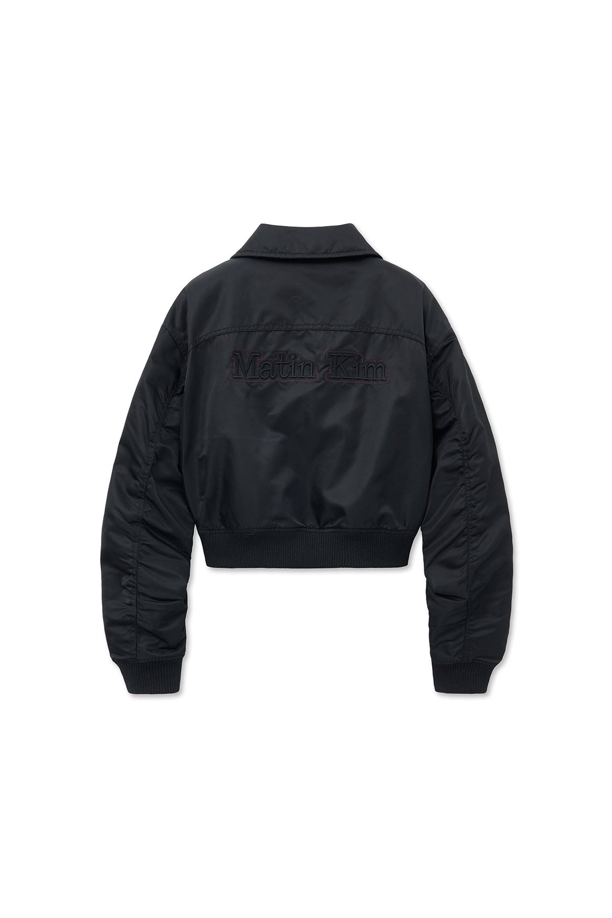 Matin Kim - Applique Logo Shirring Bomber Jumper (Black) product image 3 | TRAB K-Fashion Australia