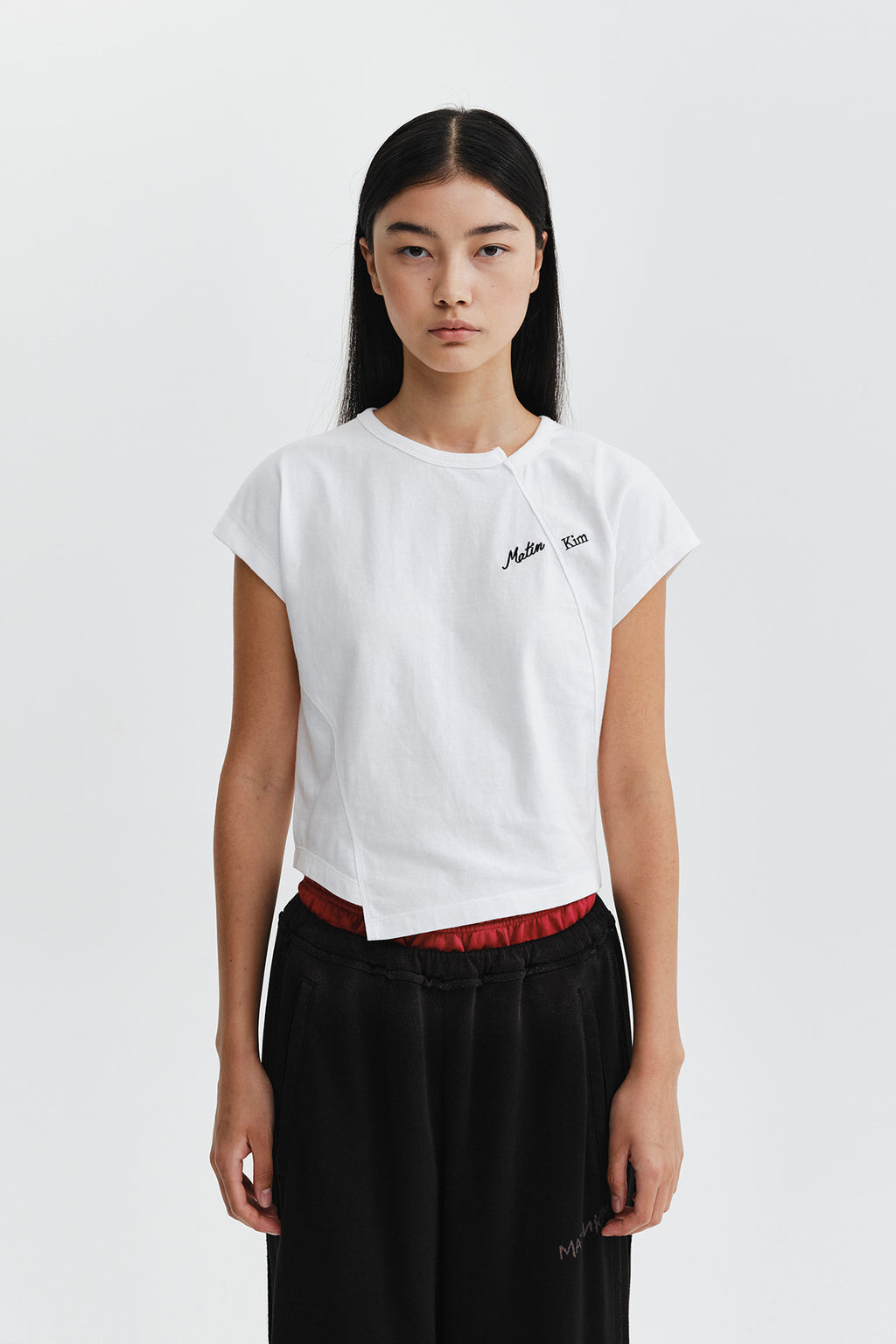 Matin Kim - Curved Cut Slim Top (Ivory) product image 12 | TRAB K-Fashion Australia