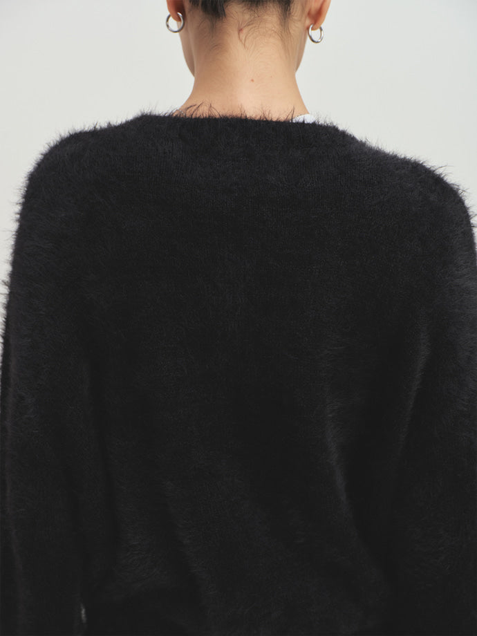 Tonywack - Faux Fur Crew-Neck Top (Black) product image 6 | TRAB K-Fashion Australia