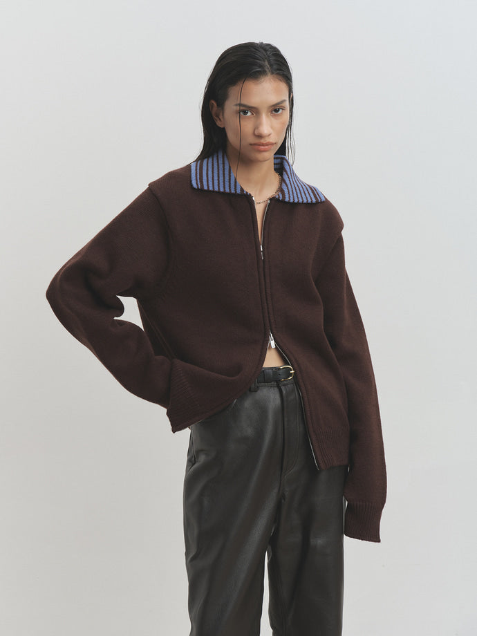 Tonywack - Contrast Collar Full-Zip Blouson (Brown) product image 7 | TRAB K-Fashion Australia