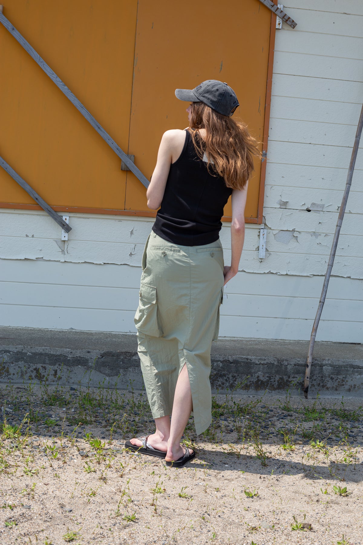 Matin Kim - String Nylon Cargo Skirt (Khaki) product image 9 | TRAB K-Fashion Australia