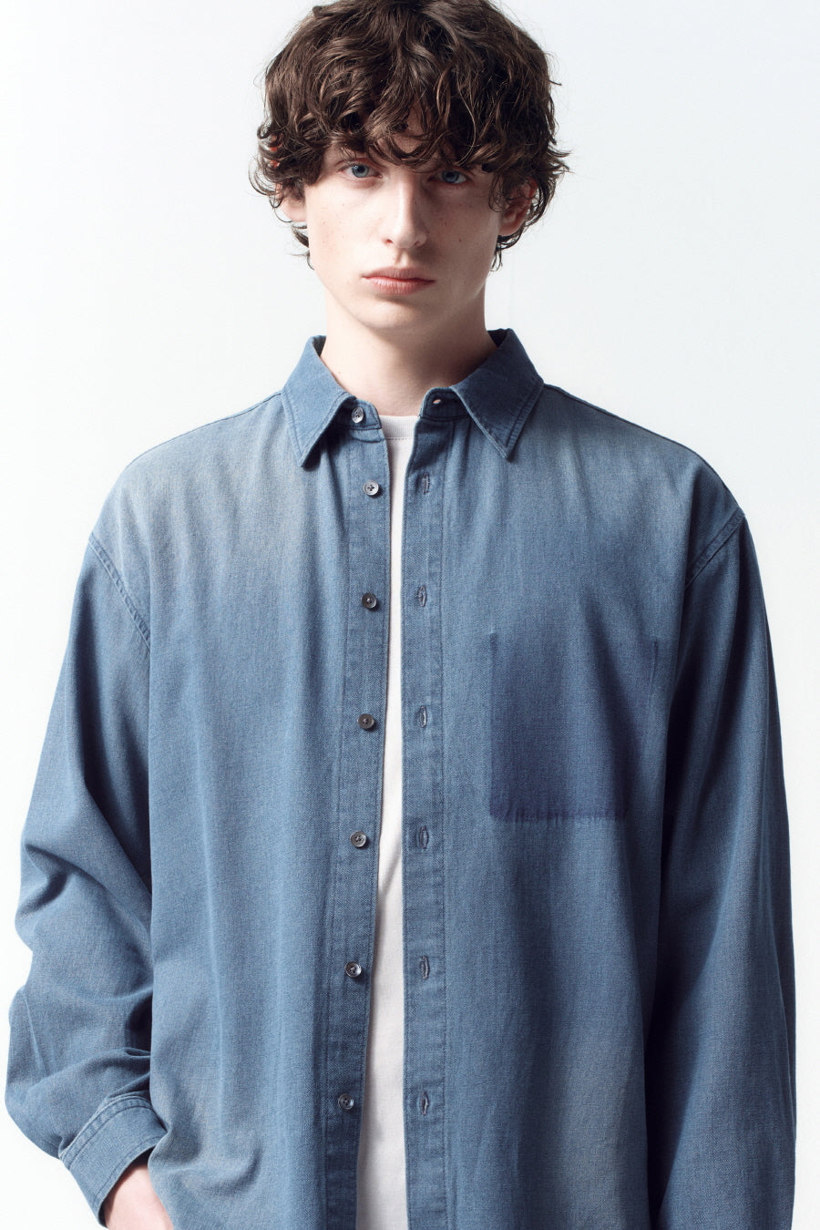 Insilence - Ghost Pocket Denim Shirt (Washed Blue) product image 5 | TRAB K-Fashion Australia