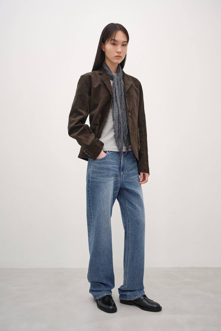 Insilence - Corduroy Single Fitted Jacket (Brown) product image 3 | TRAB K-Fashion Australia