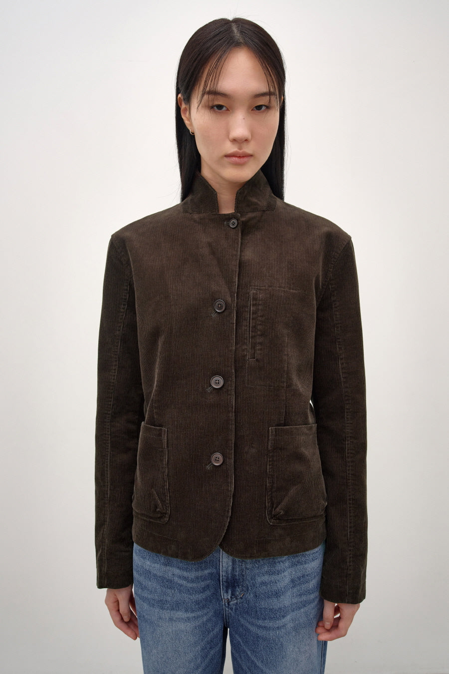 Insilence - Corduroy Single Fitted Jacket (Brown) product image 5 | TRAB K-Fashion Australia