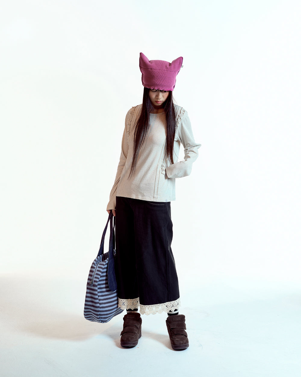 Coyseio - Double Ruffle Long Sleeve (Oatmeal) product image 4 | TRAB K-Fashion Australia