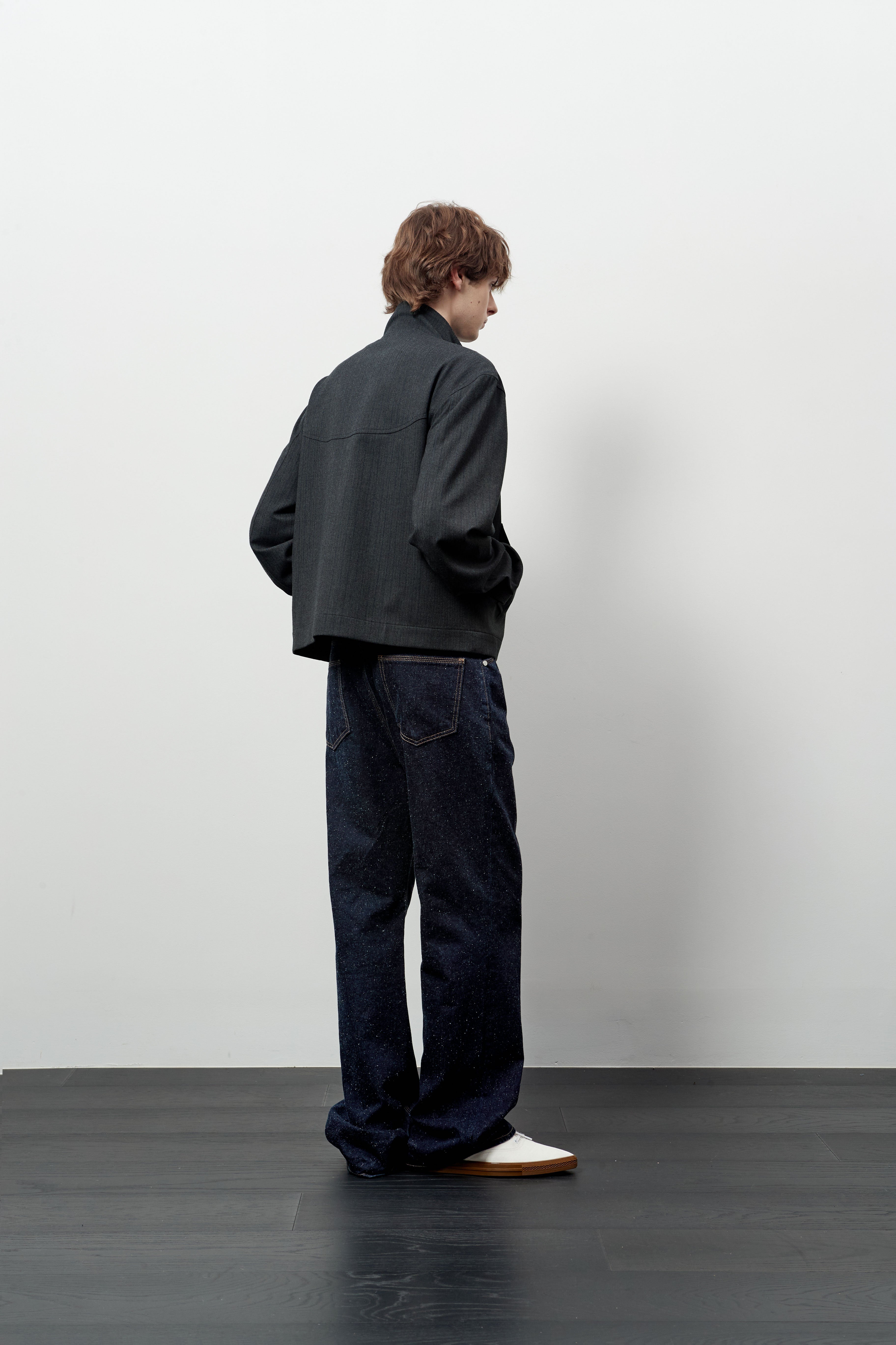 Stu - High Neck Crop Stripe Jacket (Grey) product image 11 | TRAB K-Fashion Australia