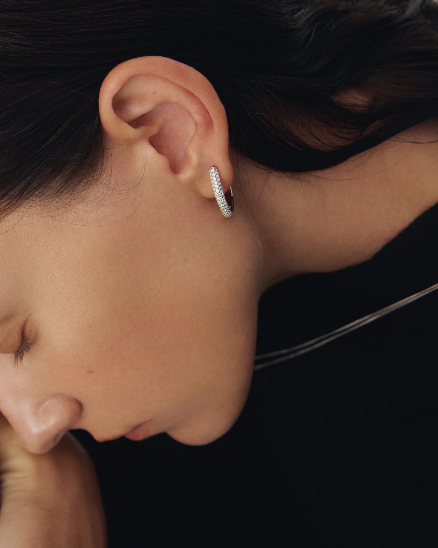 Numbering - Basic Pave Hoop Earrings #3207 product image 5 | TRAB K-Fashion Australia