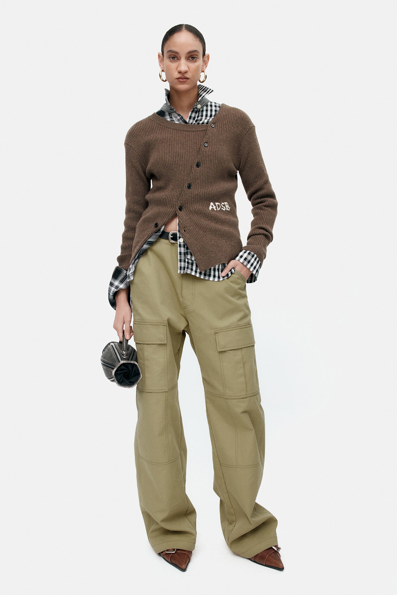 Andersson Bell - Hand Stitched Basic Cardigan (Brown) product image 2 | TRAB K-Fashion Australia