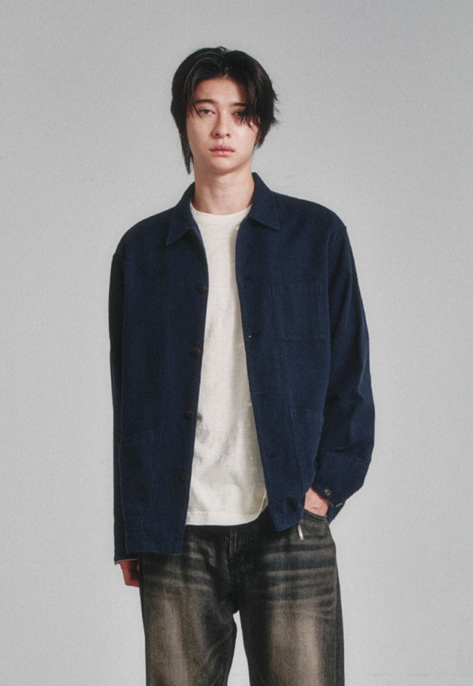 Art if acts - SILK NEP Work Jacket_Japanese Fabric (Deep Navy) product image 1 | TRAB K-Fashion Australia