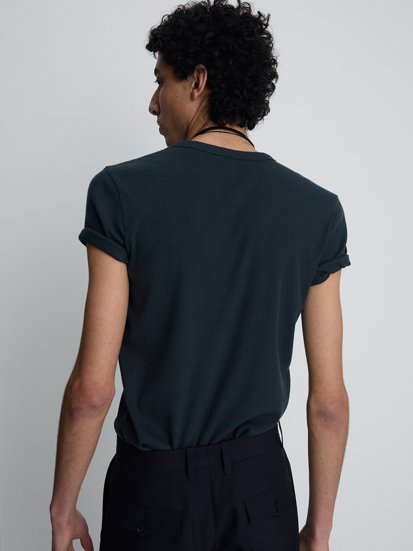 Tonywack - Soft Ribbed Fitted T-Shirt (Navy Teal) product image 6 | TRAB K-Fashion Australia