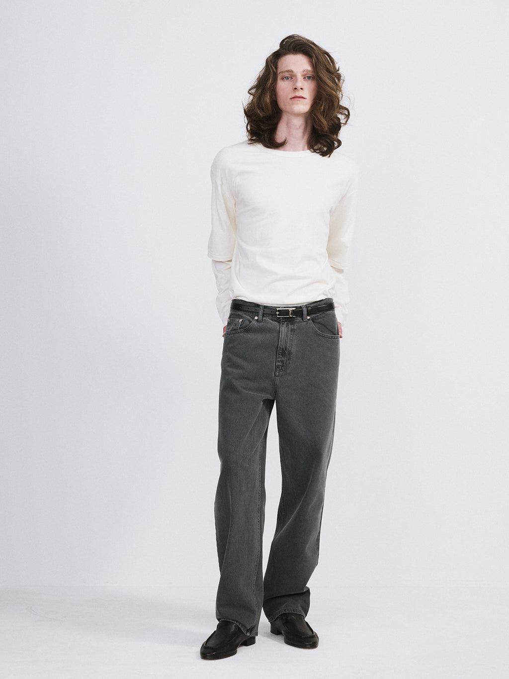Recto - Regular Fit Denim Pants (Dark Grey) product image 1 | TRAB K-Fashion Australia