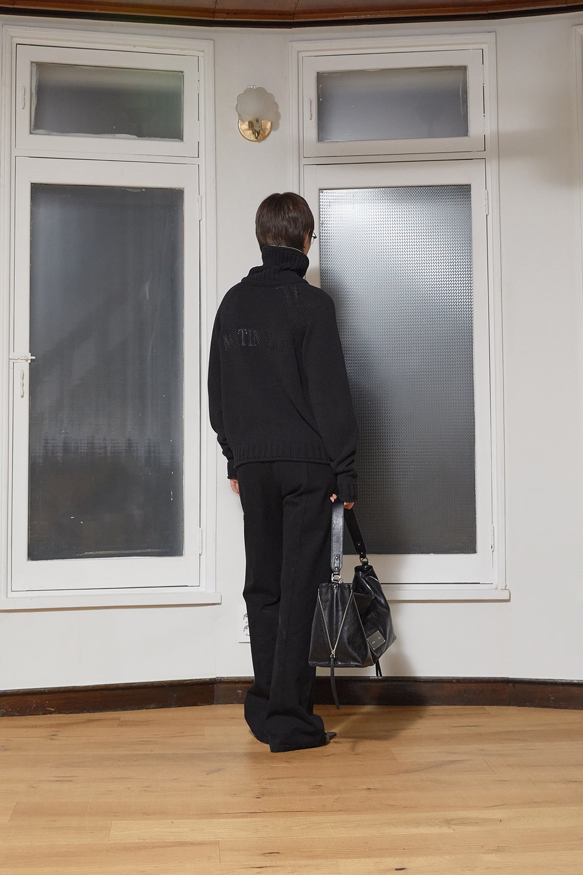 Matin Kim - Applique Logo Patch Knit Zip Up (Black) product image 9 | TRAB K-Fashion Australia