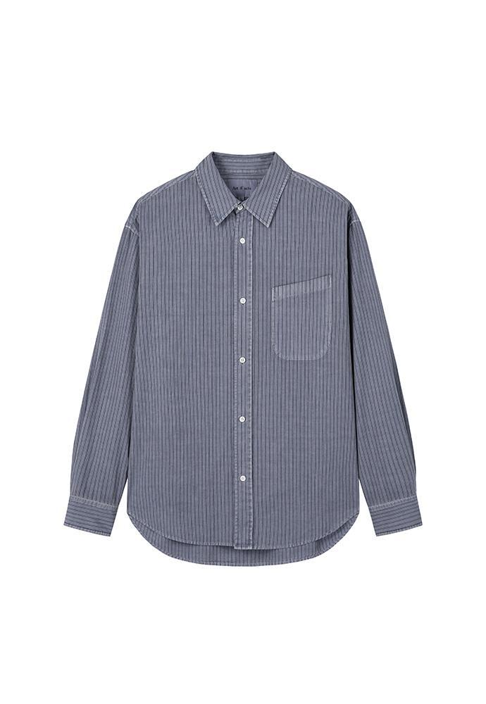 Art if acts - Pigment Dyed Stripe Shirt (Violet Grey) product image 5 | TRAB K-Fashion Australia