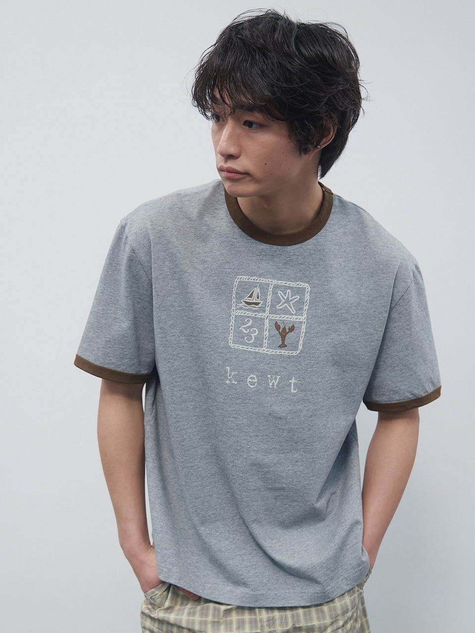 Kijun - Kewt Ringer Tee (Melange Grey) product image 2 | TRAB K-Fashion Australia