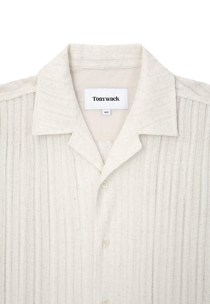 Tonywack - Crochet Camp Collar Half Sleeve Shirt (Melange Ecru) product image 7 | TRAB K-Fashion Australia