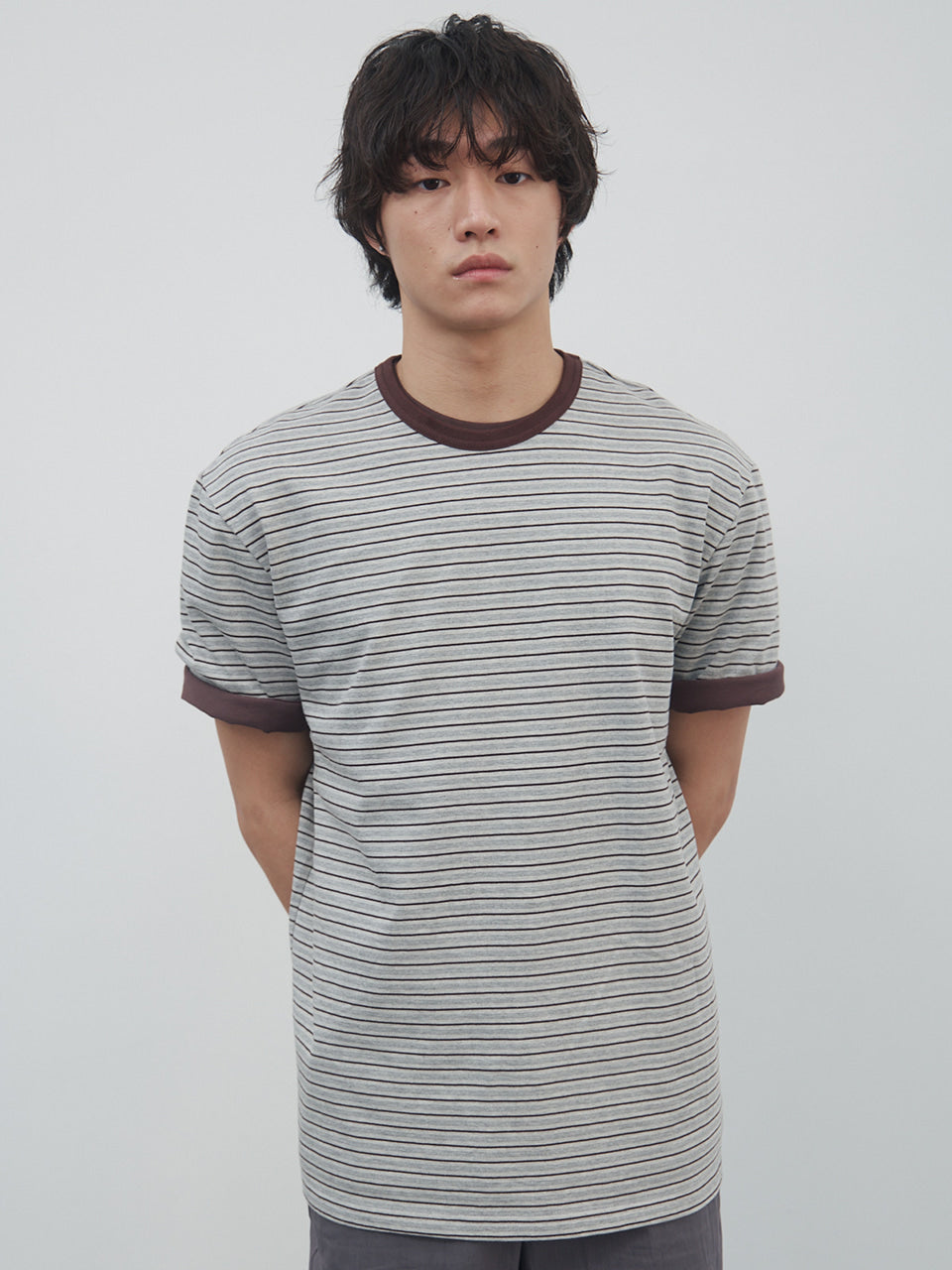 Kijun - Soft Border Tee (Melange Grey) product image 1 | TRAB K-Fashion Australia
