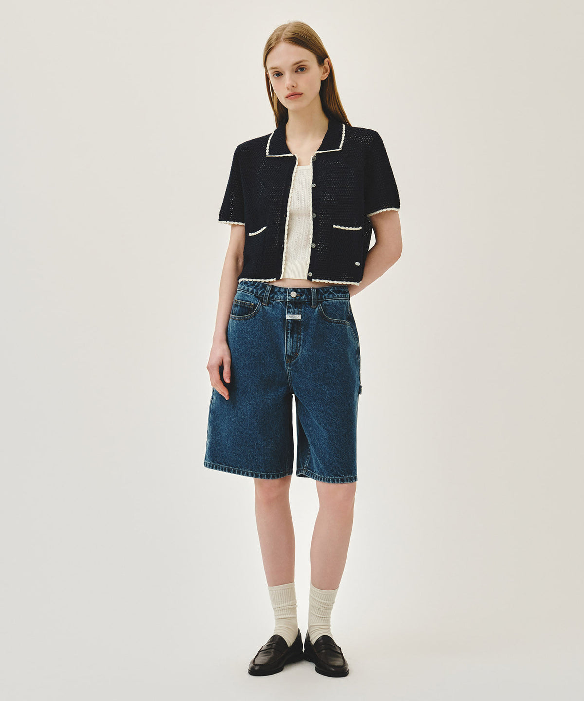 Marithe & Francois Girbaud - Crochet Half Knit Cardigan (Navy) product image 5 | TRAB K-Fashion Australia