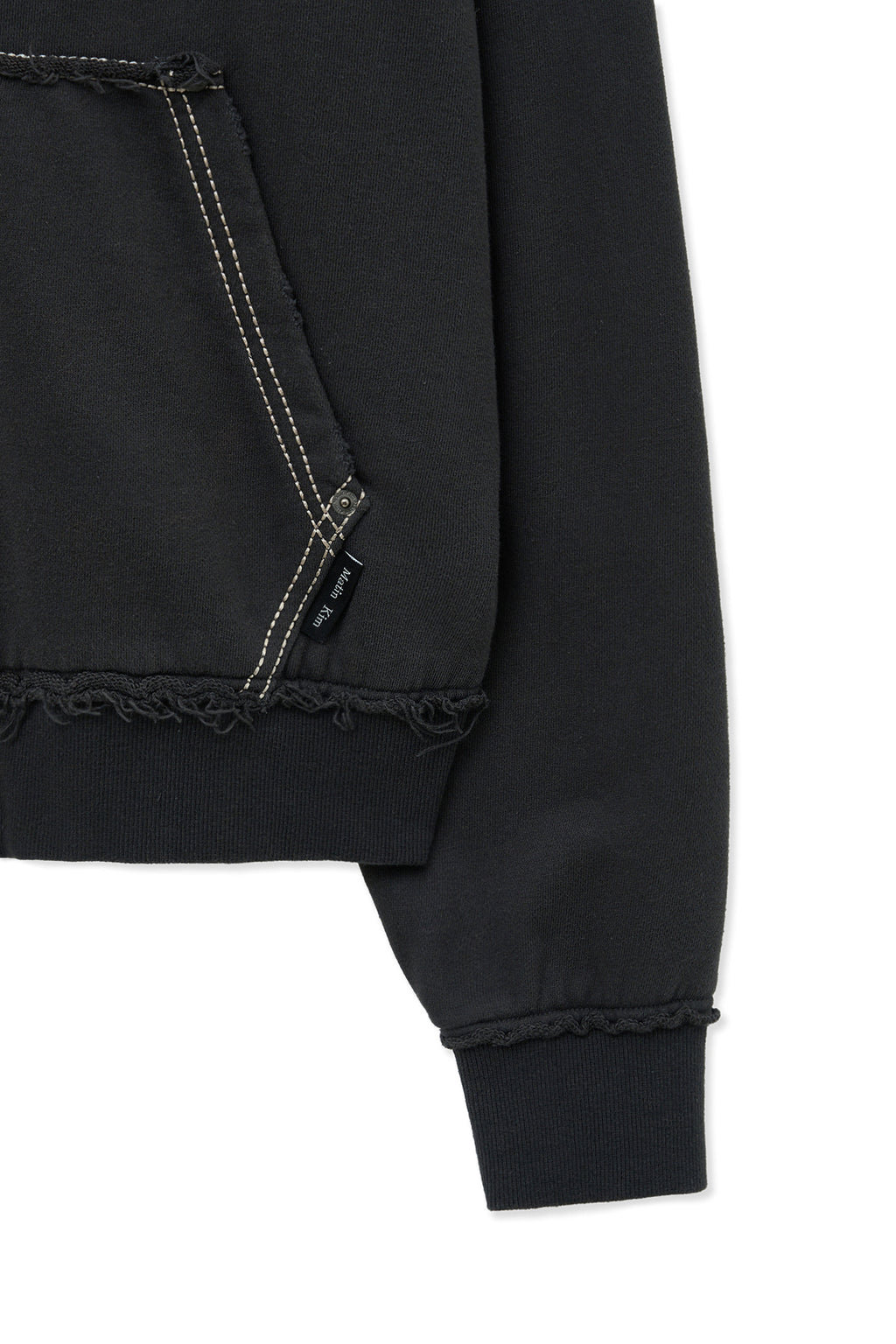 Matin Kim - Raw Cut Applique Hoody Zip Up (Charcoal) product image 5 | TRAB K-Fashion Australia