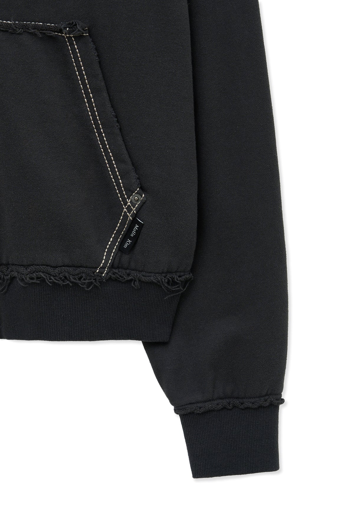 Matin Kim - Raw Cut Applique Hoody Zip Up (Charcoal) product image 5 | TRAB K-Fashion Australia