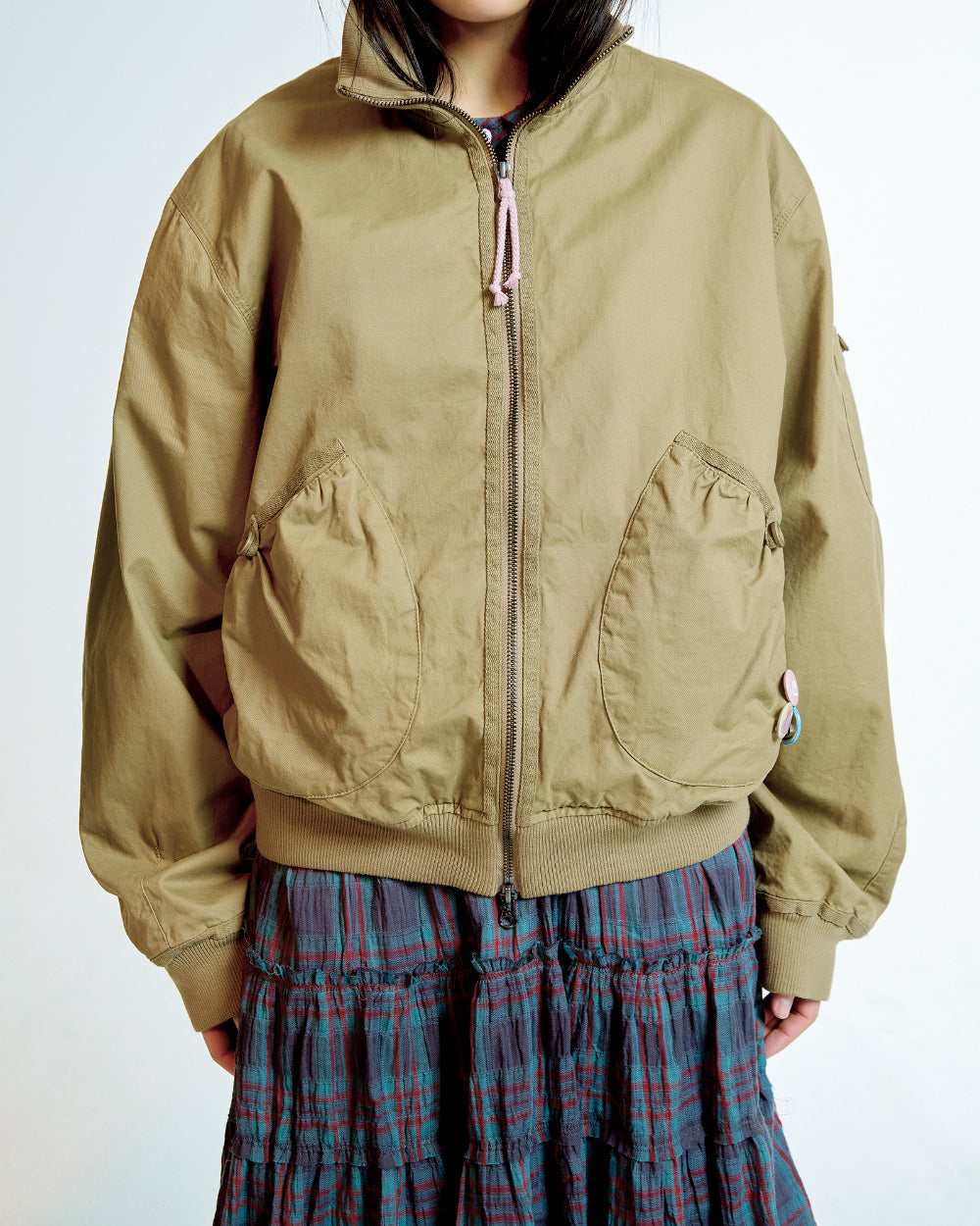 Coyseio - Dusty Cotton Bomber Jacket (Beige) product image 9 | TRAB K-Fashion Australia