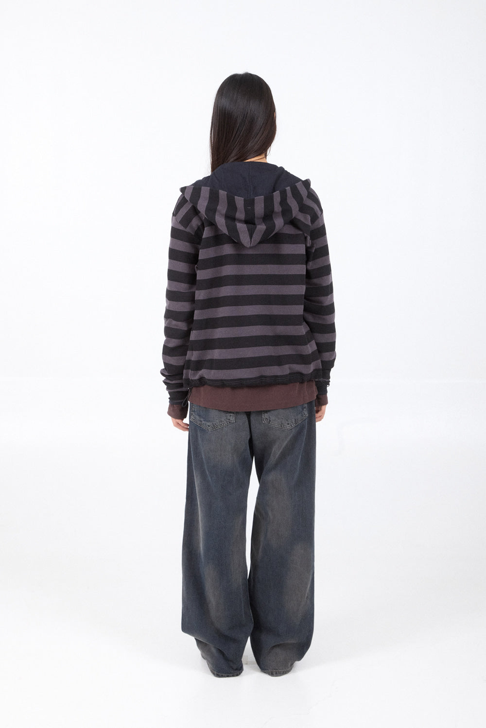 Hatchingroom - Zip Hoodie Stripe (Purple Charcoal/Black) product image 7 | TRAB K-Fashion Australia