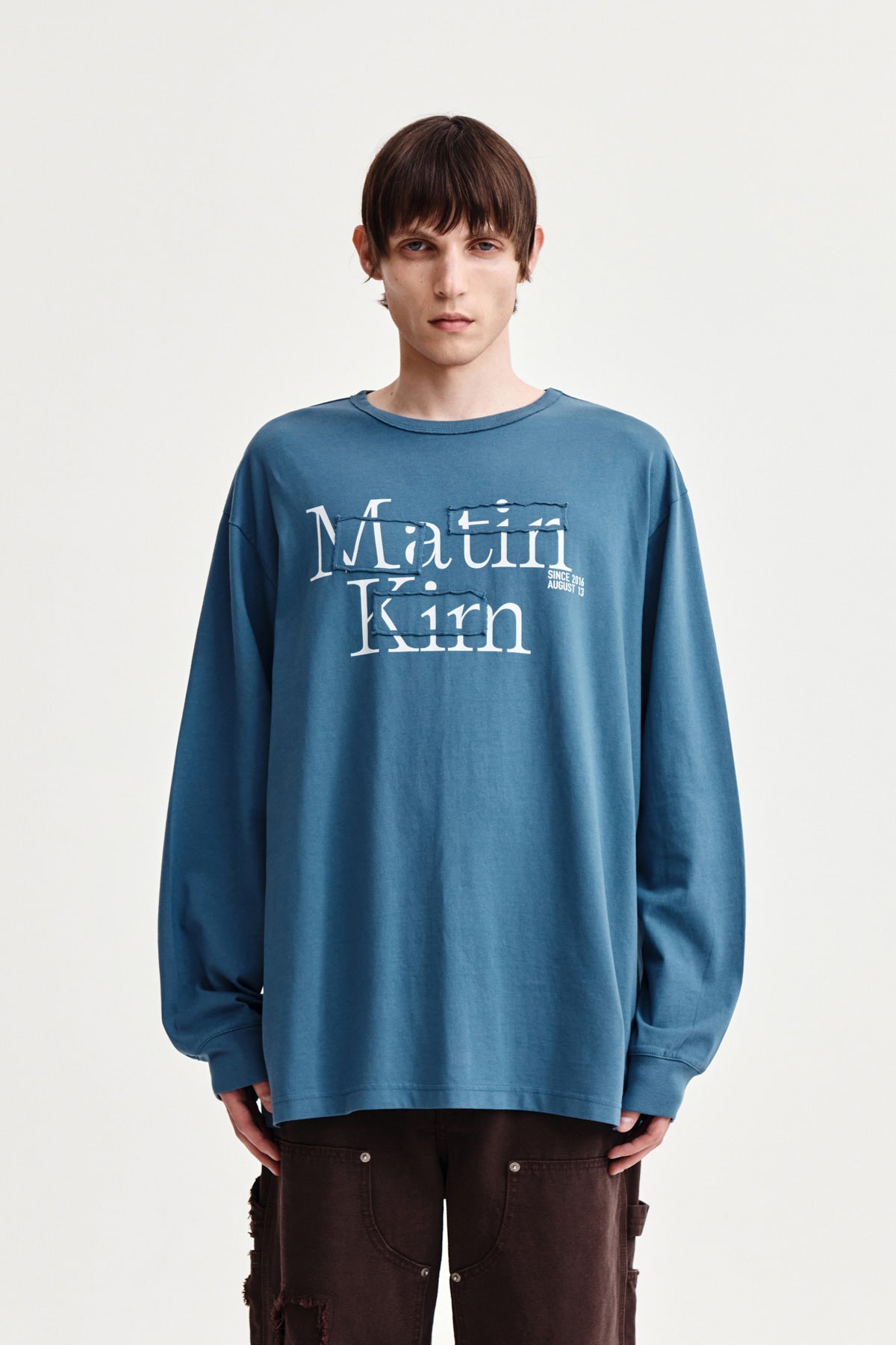 Matin Kim - Patch Graphic Long Sleeve Top (Smoke Blue) product image 10 | TRAB K-Fashion Australia