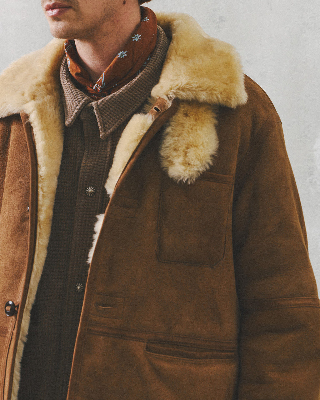 Eastlogue - Shearling Lumberjack Mouton Work Shirts (Beige Suede) product image 3 | TRAB K-Fashion Australia