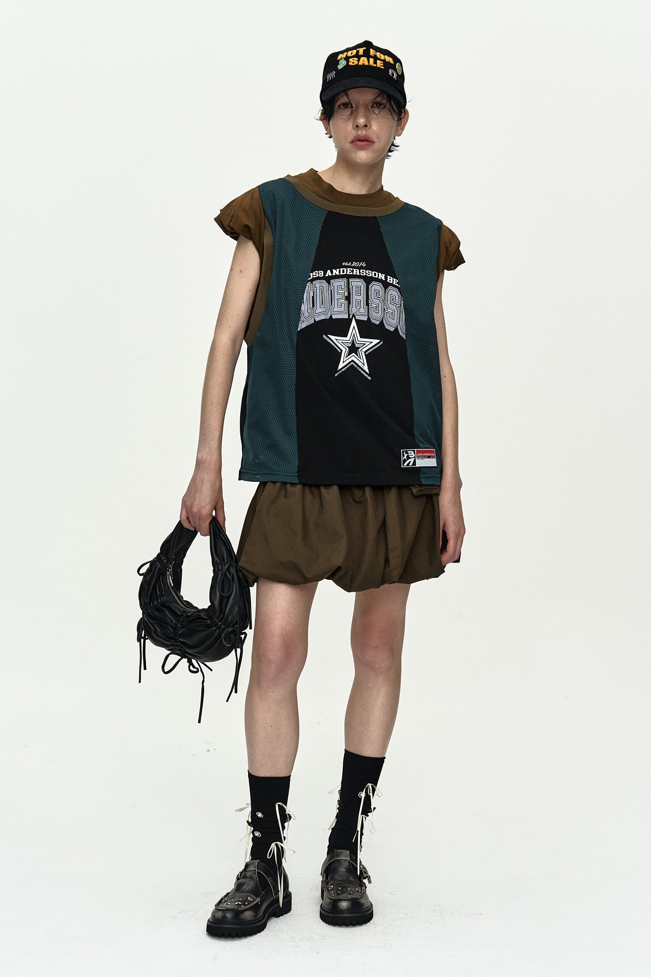 Andersson Bell - Basketball Jersey Layered Roll Up T-Shirt (Khaki/Green) product image 2 | TRAB K-Fashion Australia