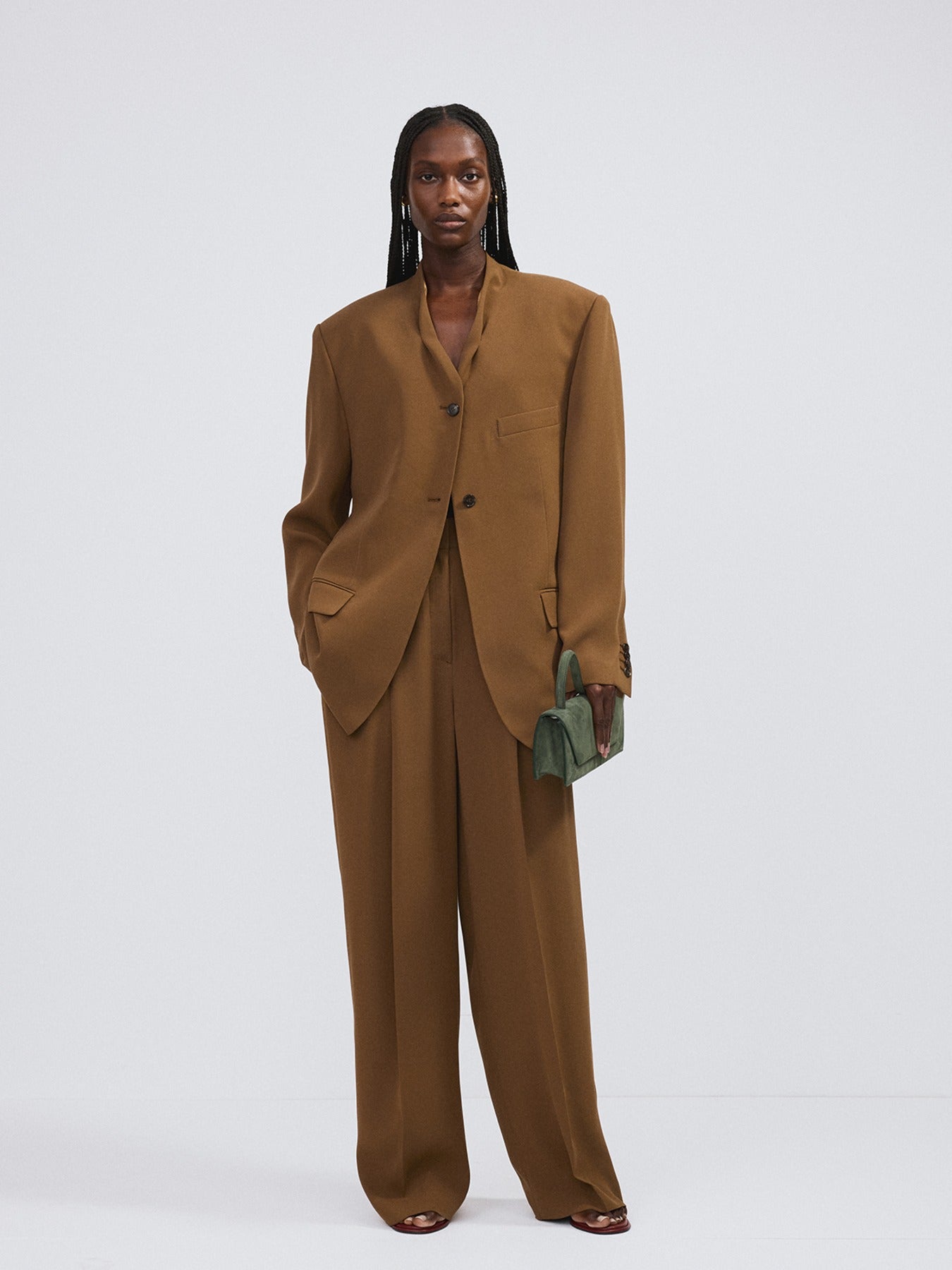 Recto - Collar Detail Fluid Suit Jacket (Ochre) product image 1 | TRAB K-Fashion Australia