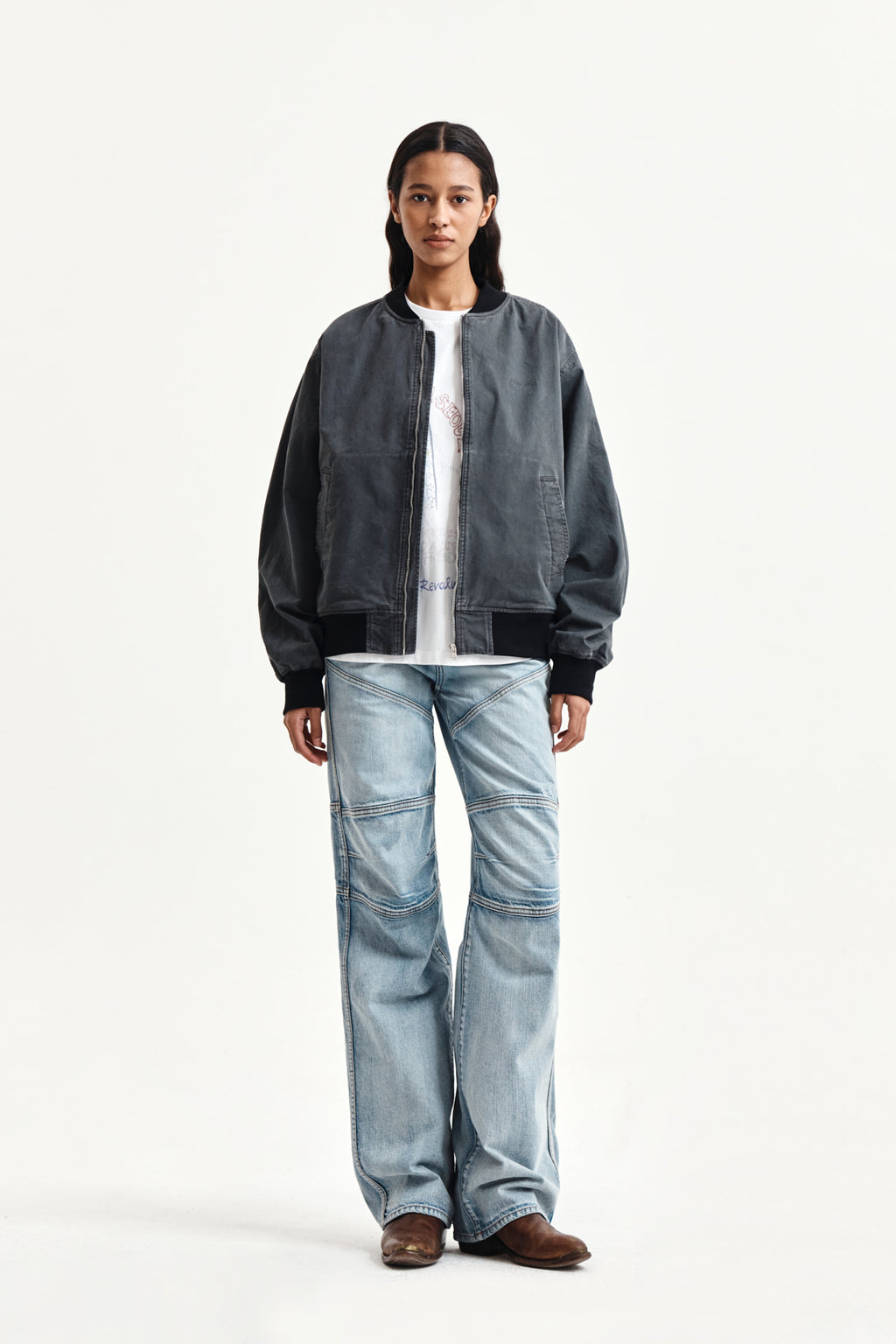 Matin Kim - Vintage Washed Back Logo Jumper (Charcoal) product image 10 | TRAB K-Fashion Australia