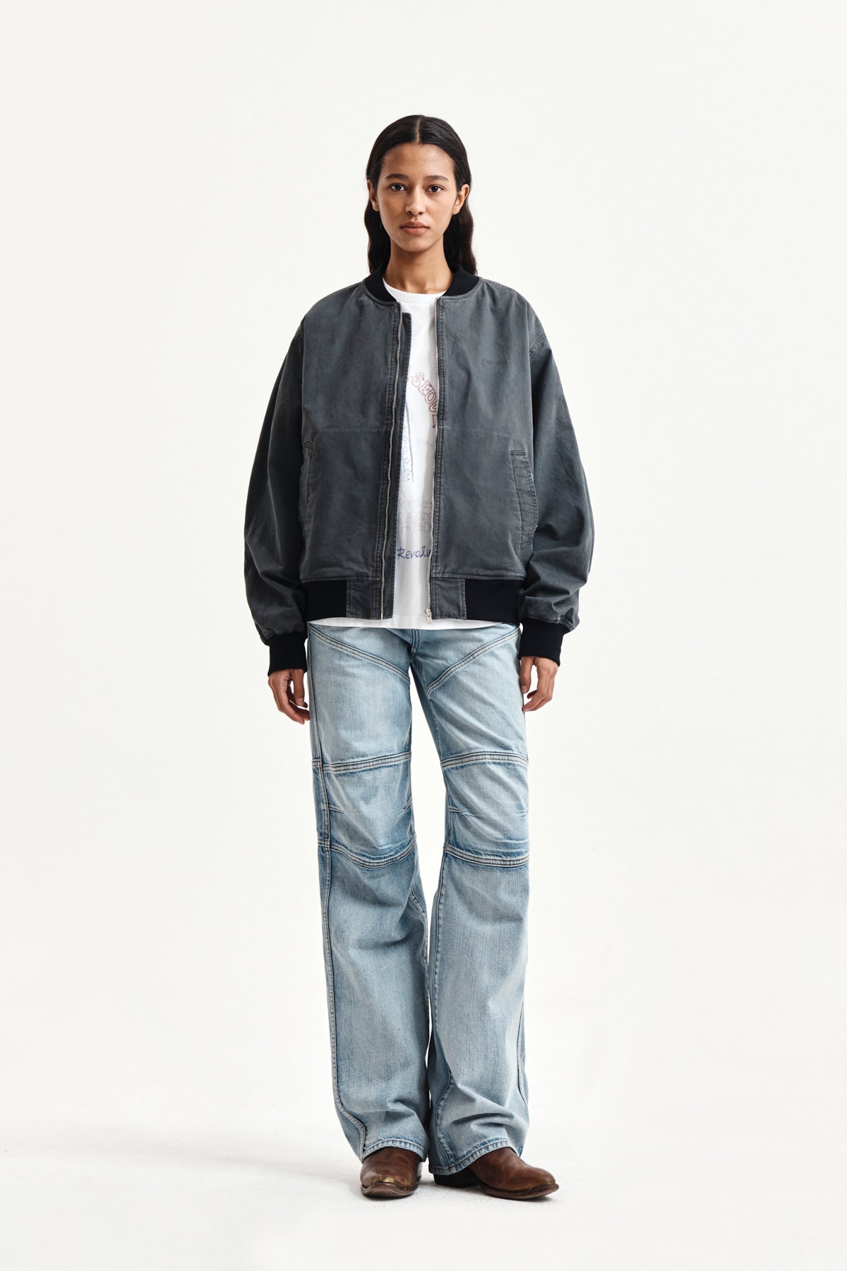 Matin Kim - Vintage Washed Back Logo Jumper (Charcoal) product image 10 | TRAB K-Fashion Australia