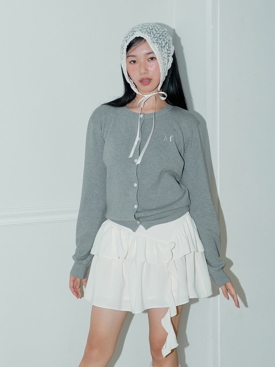Margarin Fingers - Logo Plain Cardigan (Grey) product image 1 | TRAB K-Fashion Australia