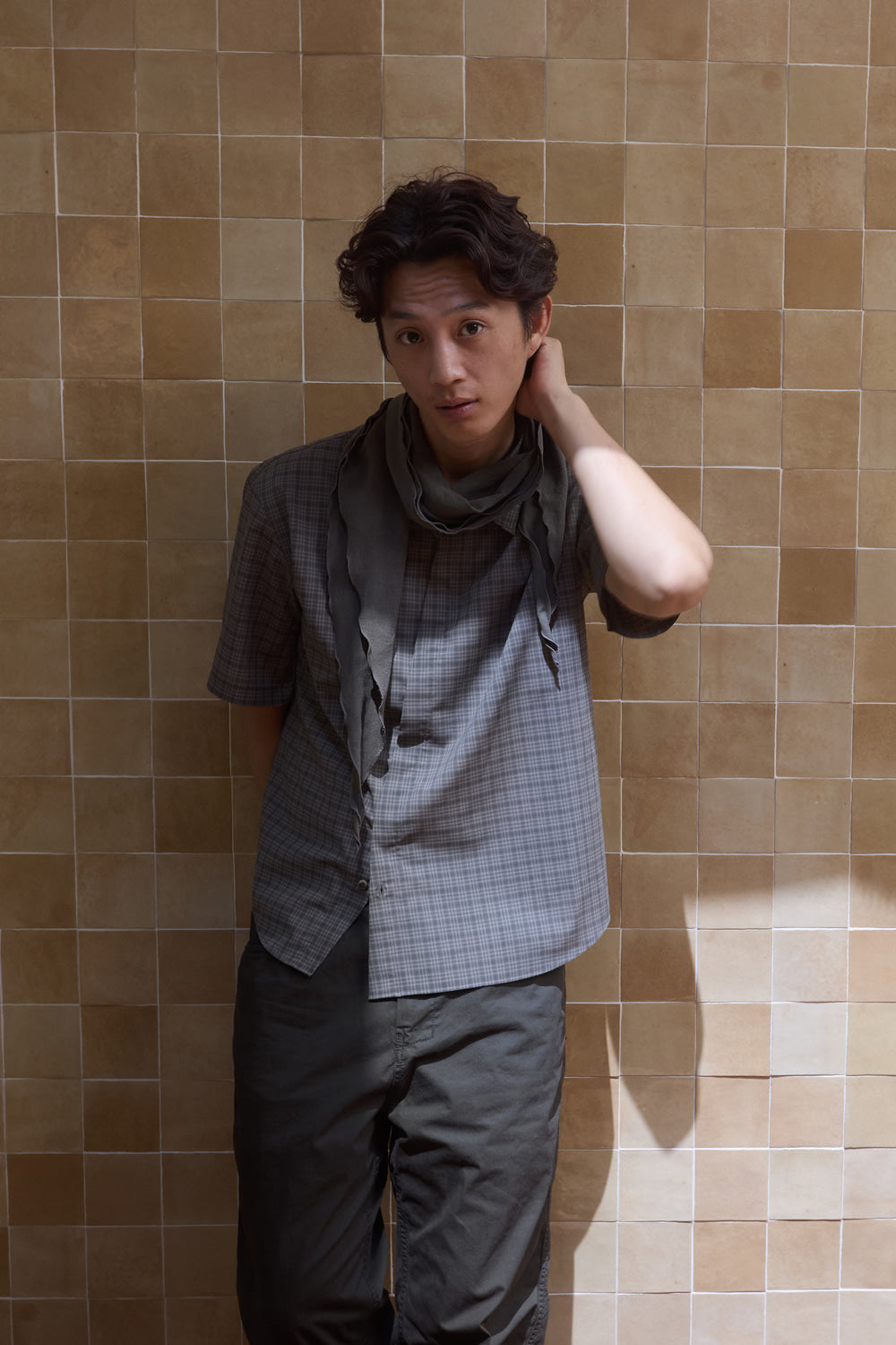 Hatchingroom - Slash Shirt Wool Check (Olive) product image 6 | TRAB K-Fashion Australia