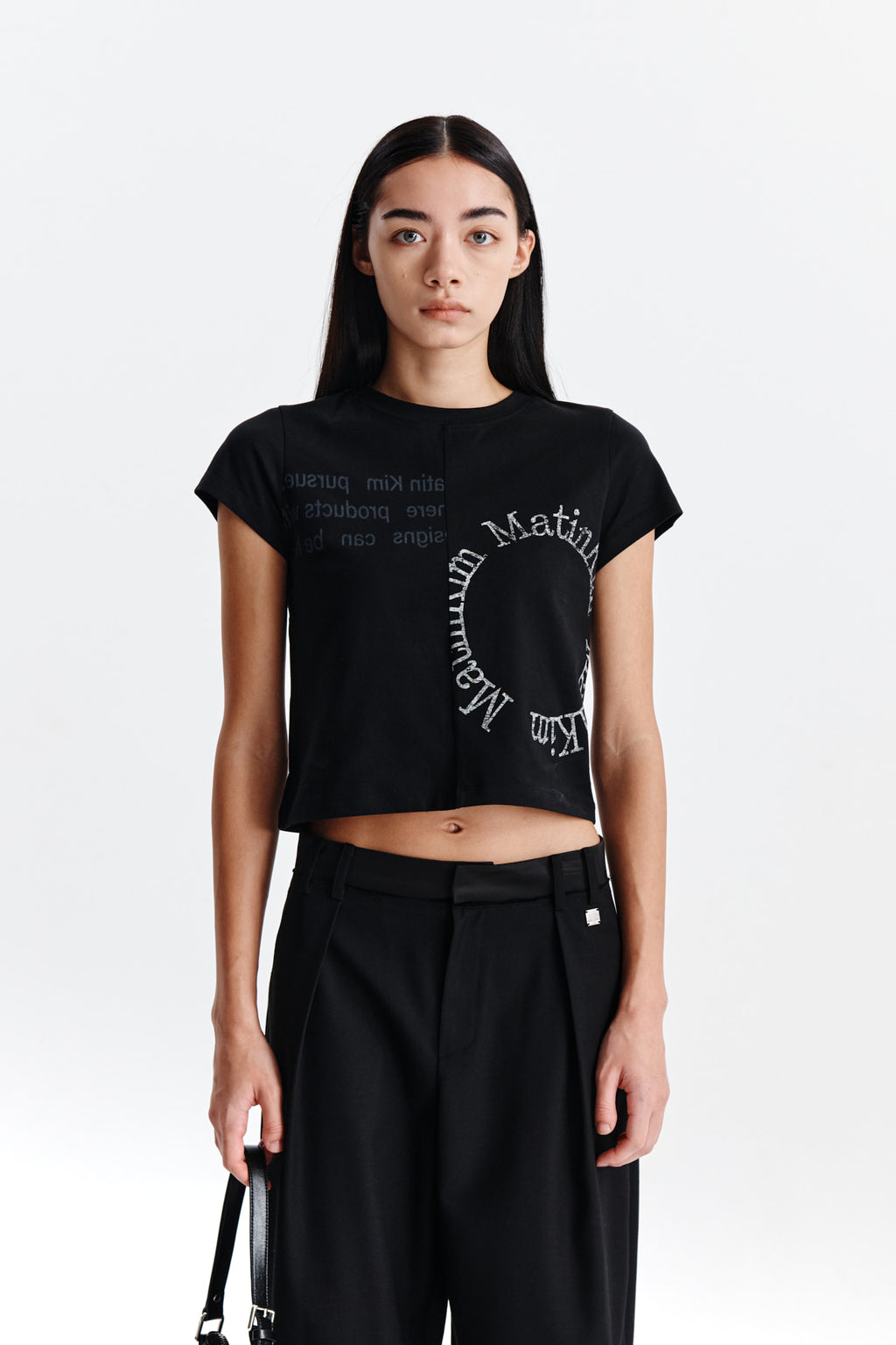 Matin Kim - Print Mixed Crop Top (Black) product image 10 | TRAB K-Fashion Australia