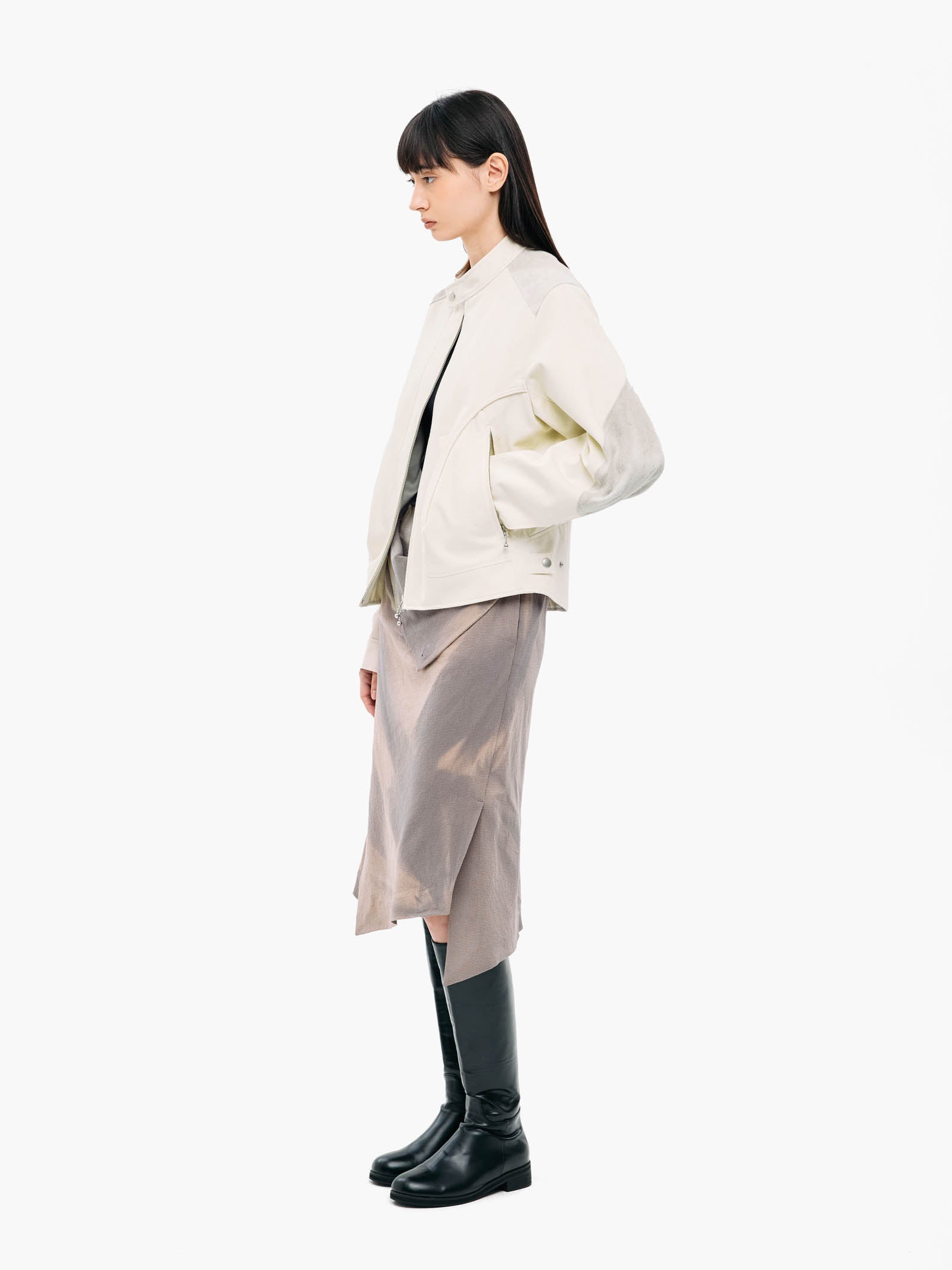 Jiyong Kim - Sun-Bleached Biker Jacket (White) product image 4 | TRAB K-Fashion Australia