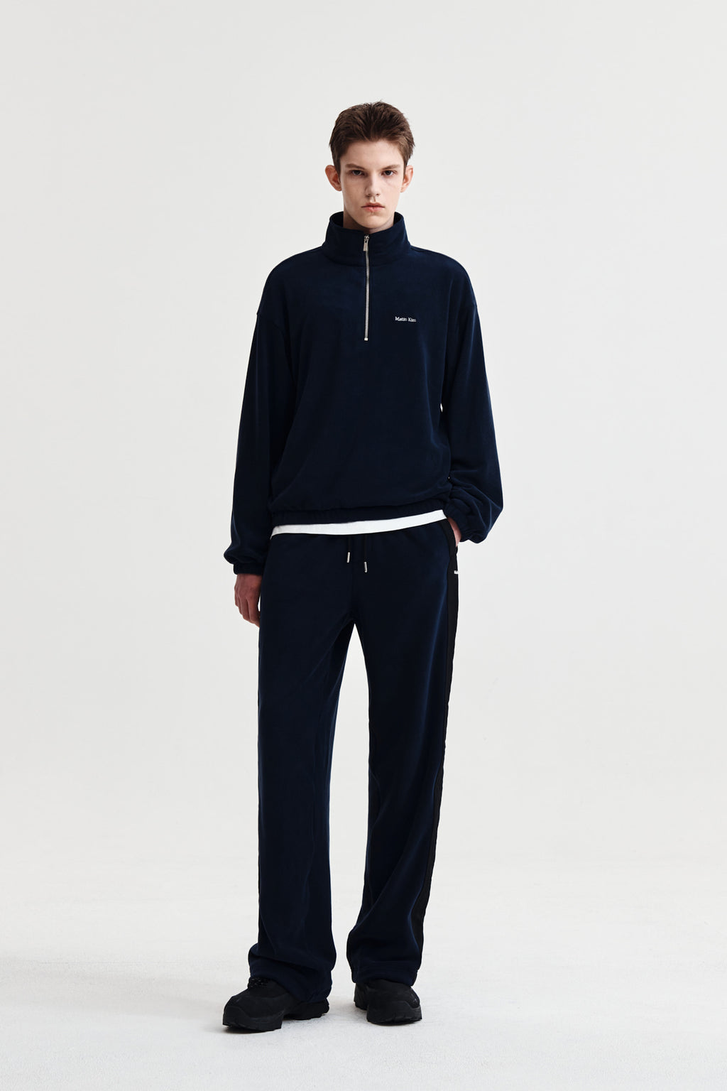 Matin Kim - Sherpa Fleece Half Zip Up Top (Navy) product image 13 | TRAB K-Fashion Australia