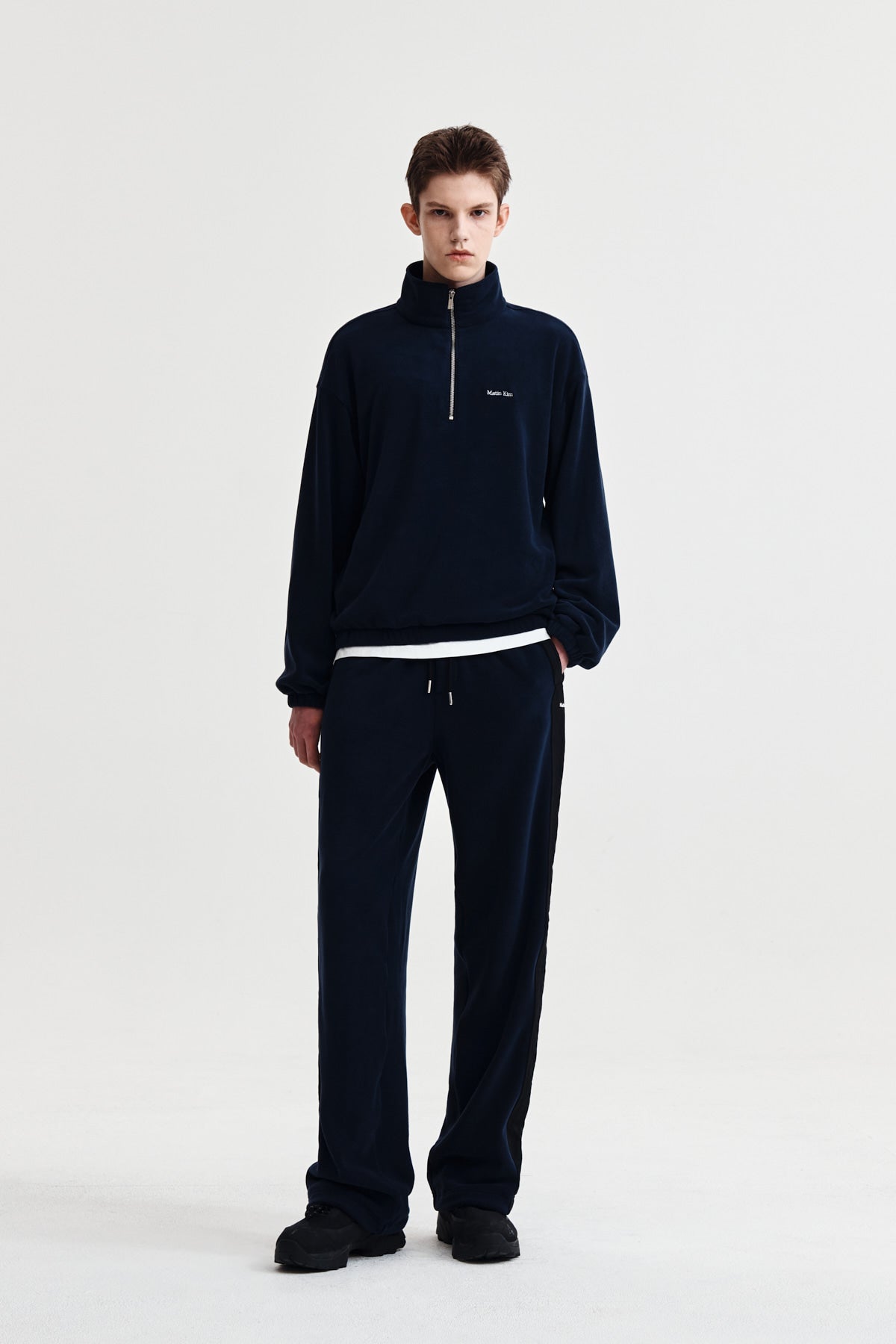 Matin Kim - Sherpa Fleece Half Zip Up Top (Navy) product image 13 | TRAB K-Fashion Australia