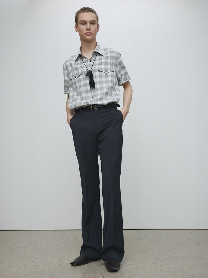 Tonywack - Raw-Cut Western Check Shirt (Pale Grey/Ecru) product image 3 | TRAB K-Fashion Australia