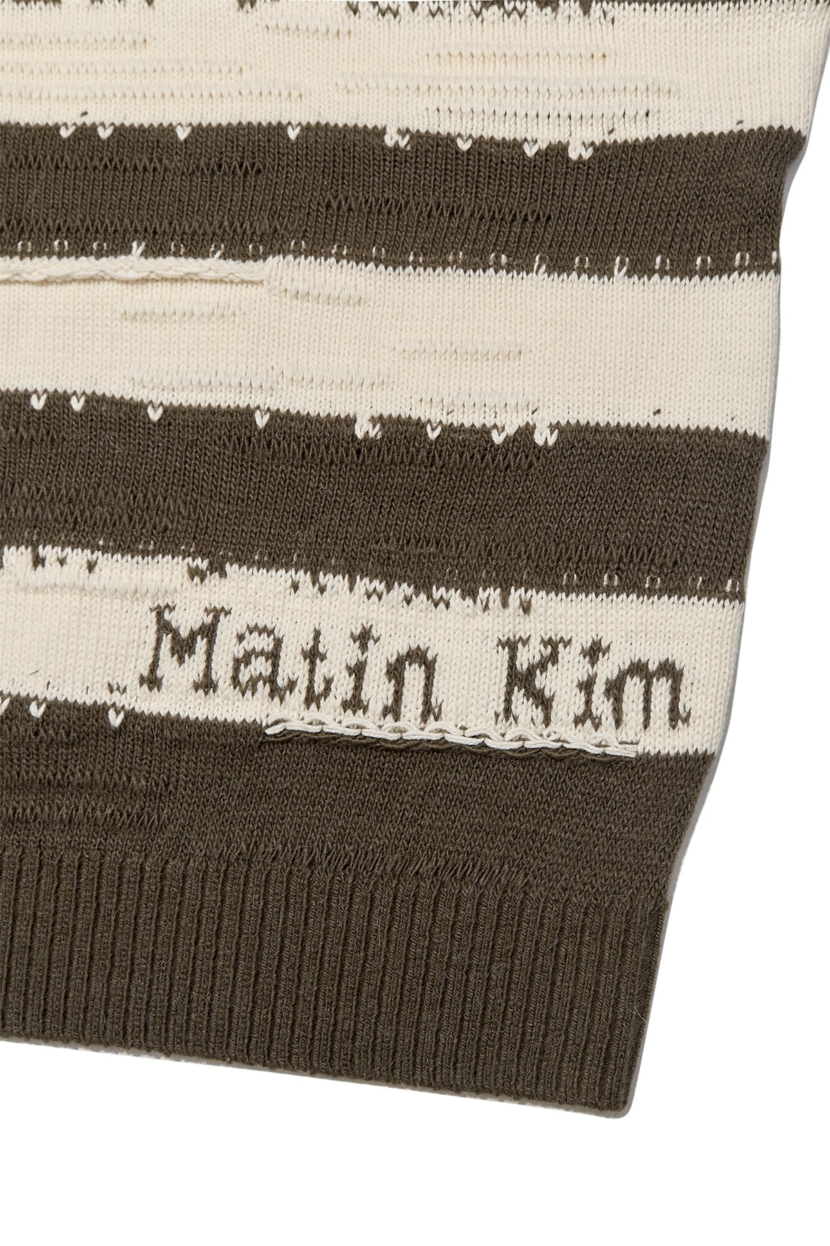 Matin Kim - Stripe Vintage Loose Pullover (Khaki Brown) product image 4 | TRAB K-Fashion Australia