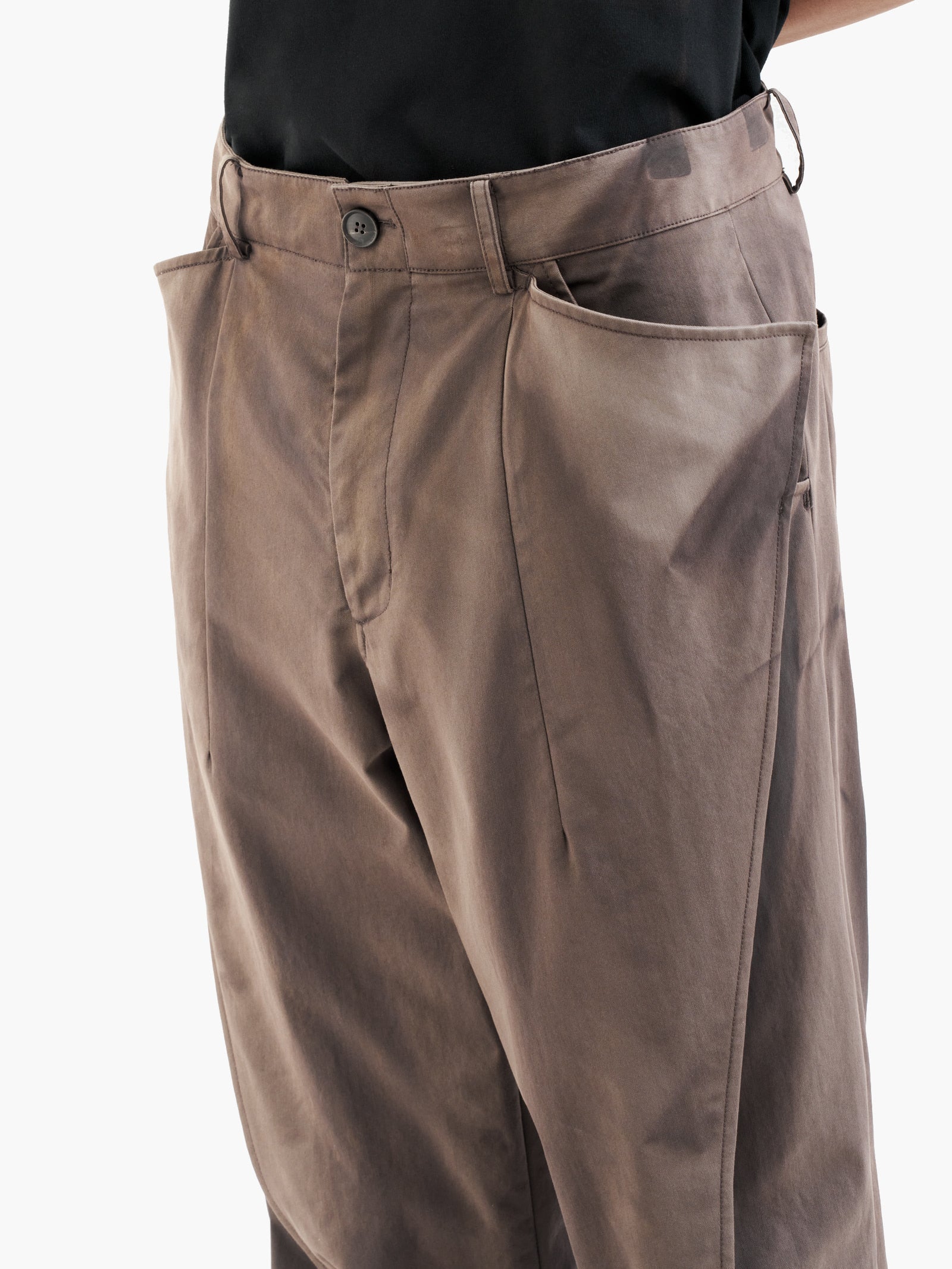 Jiyong Kim - Sun-Bleached Flap Detailed Trousers (Brown) product image 7 | TRAB K-Fashion Australia