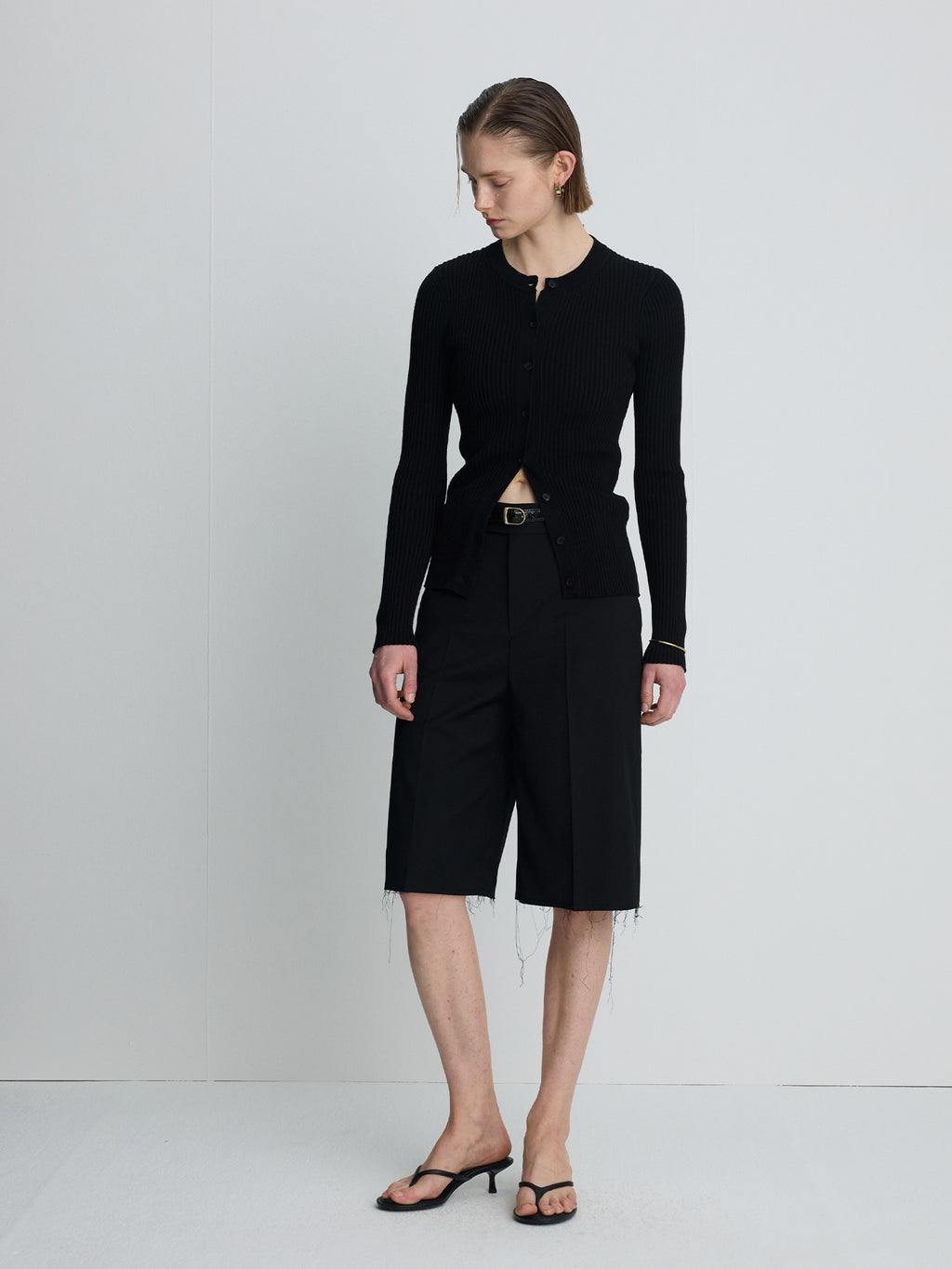 Tonywack - Raw-Cut Wool Tailored Bermuda Shorts (Black) product image 2 | TRAB K-Fashion Australia