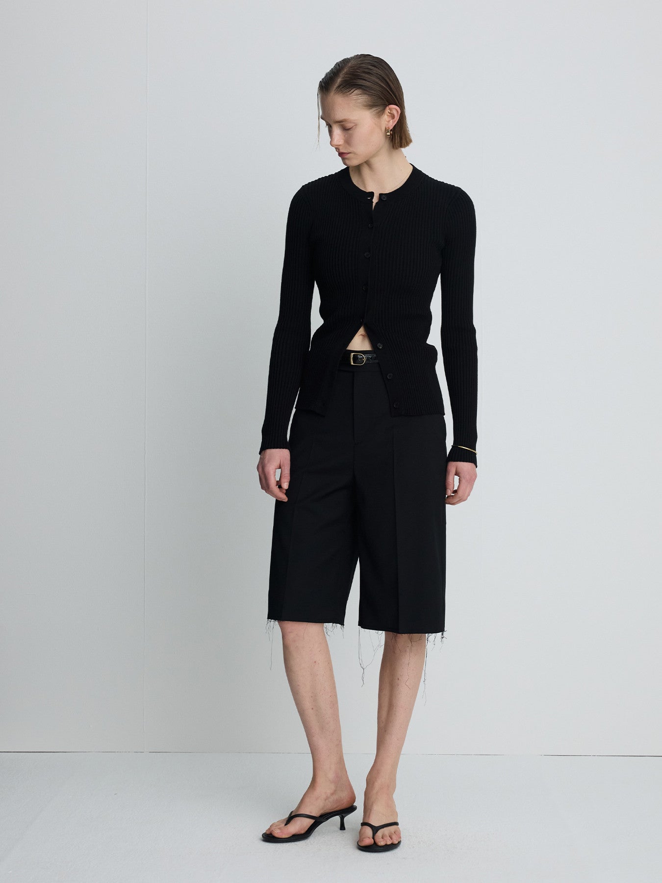 Tonywack - Raw-Cut Wool Tailored Bermuda Shorts (Black) product image 2 | TRAB K-Fashion Australia