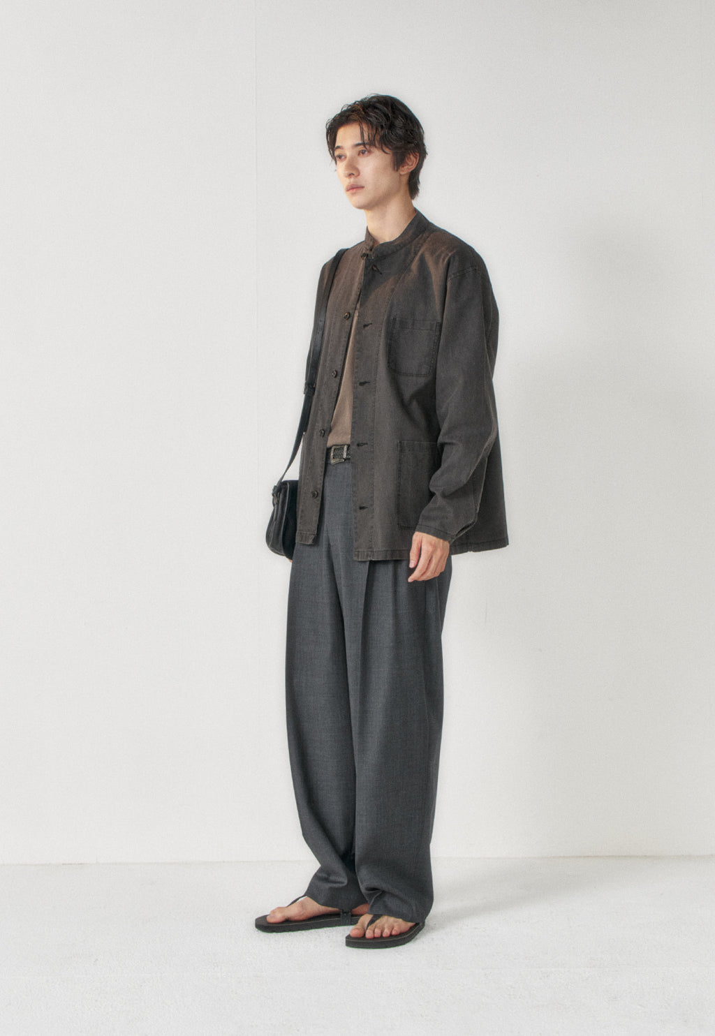 Art if acts - Linen Oriental Band Collar Jacket (Black) product image 3 | TRAB K-Fashion Australia