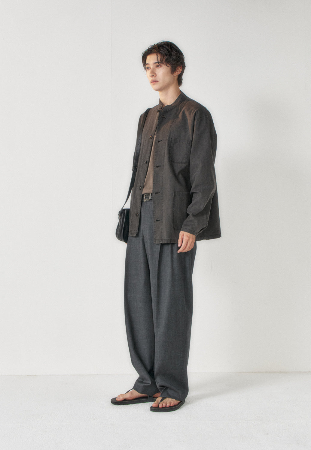 Art if acts - Linen Oriental Band Collar Jacket (Black) product image 3 | TRAB K-Fashion Australia