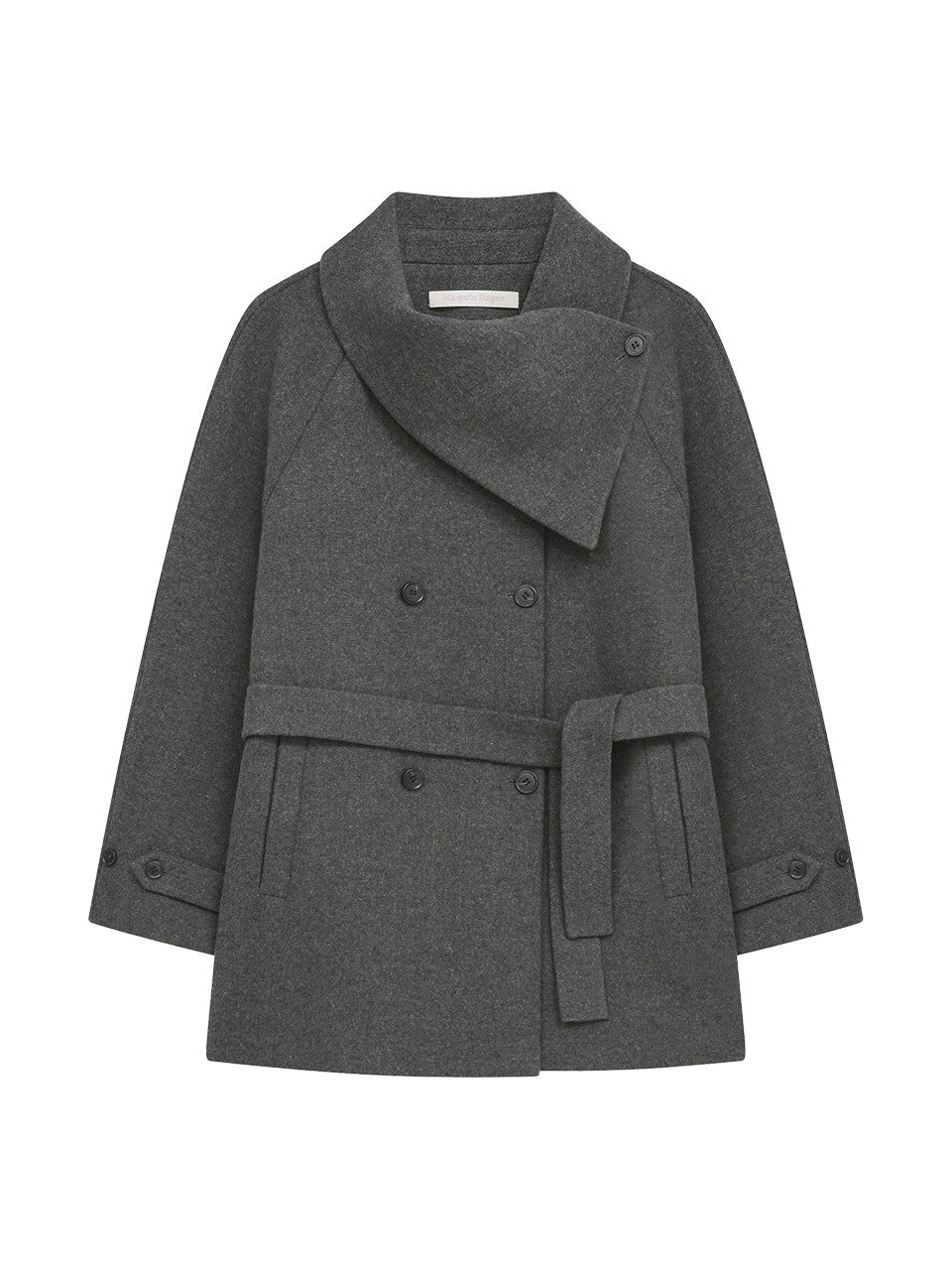 Margarin Fingers - Overlap Collar Half Coat (Charcoal) product image 2 | TRAB K-Fashion Australia