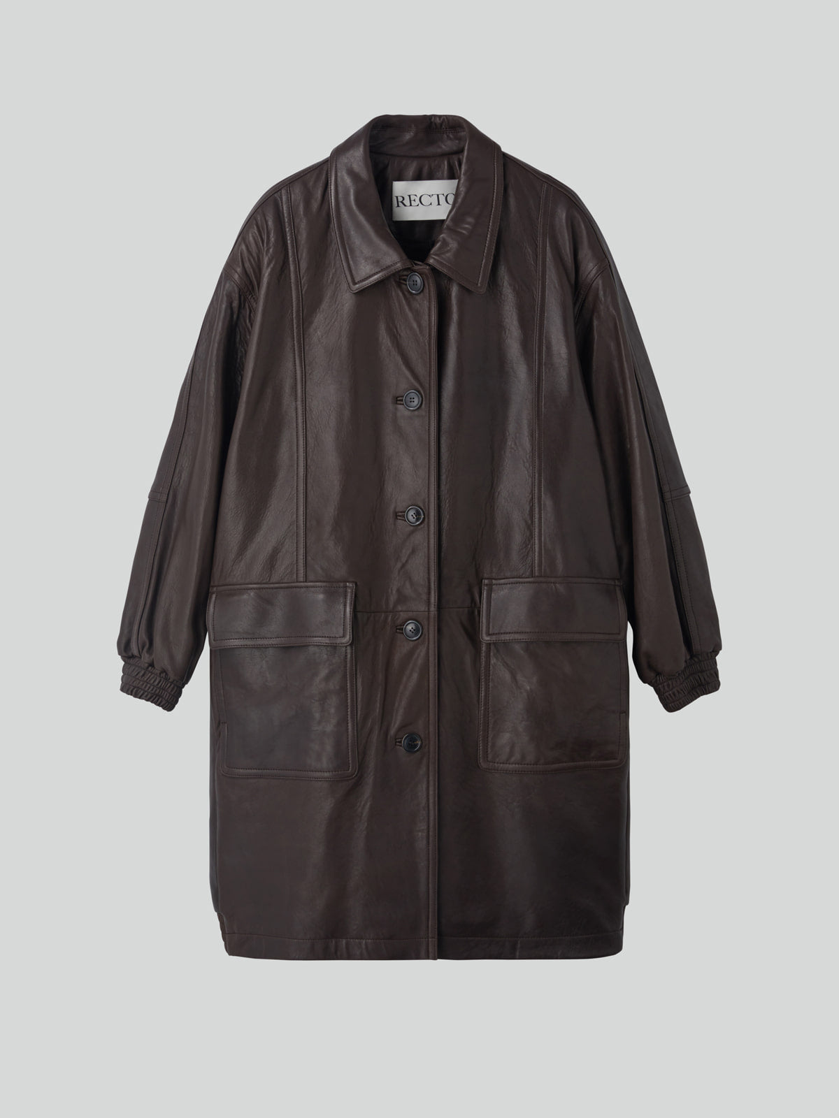 Recto - Oversized Leather Coat (Dark Brown) product image 11 | TRAB K-Fashion Australia