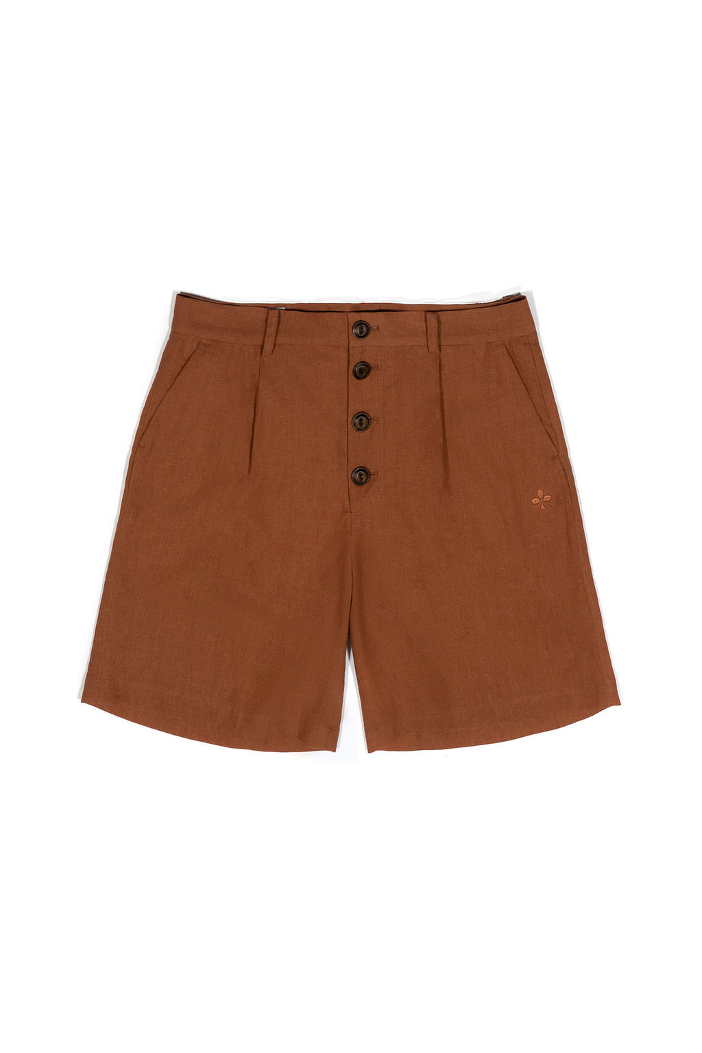 Ioedle - Clover Embroidered Button Shorts (Brown) product image 2 | TRAB K-Fashion Australia