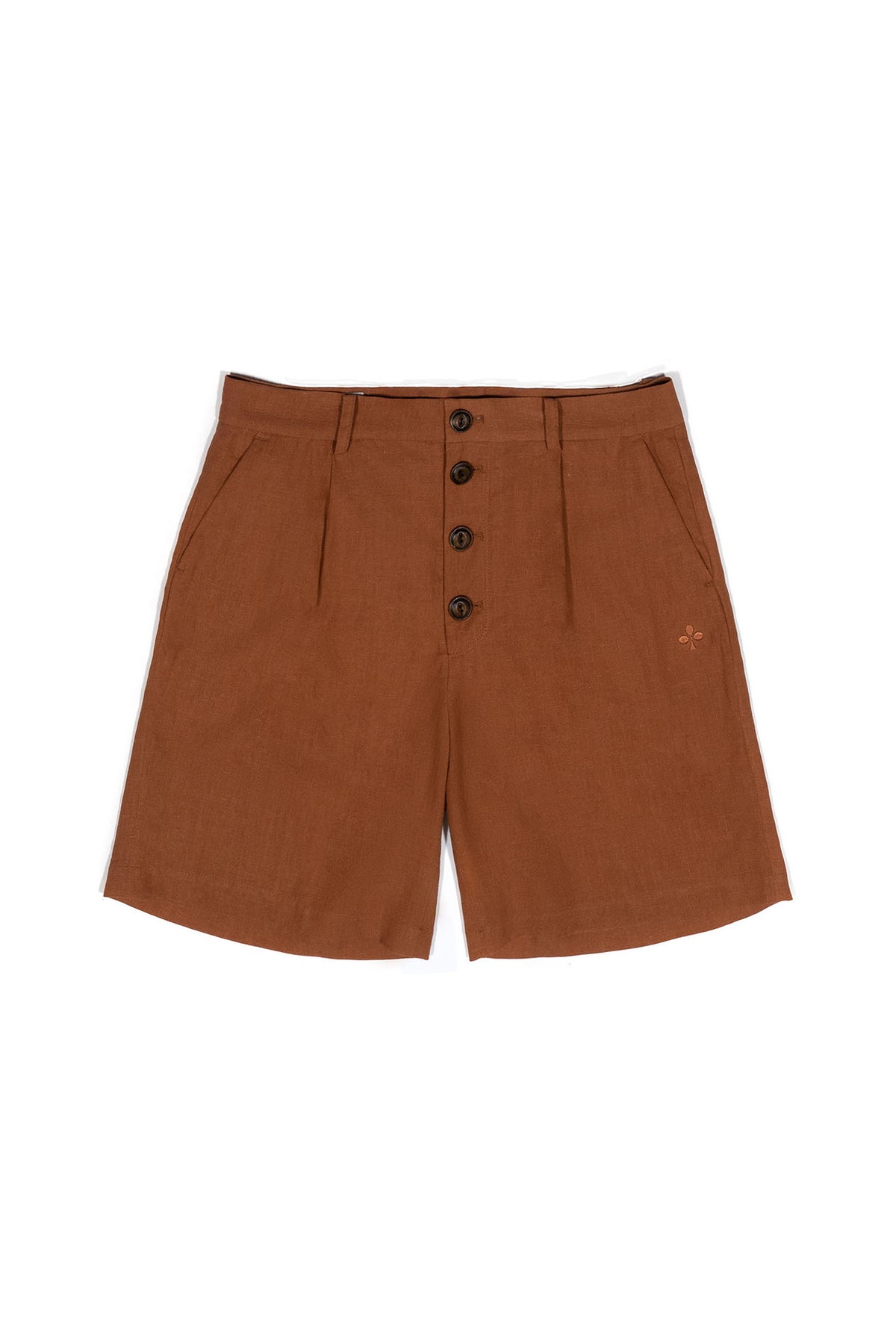 Ioedle - Clover Embroidered Button Shorts (Brown) product image 2 | TRAB K-Fashion Australia